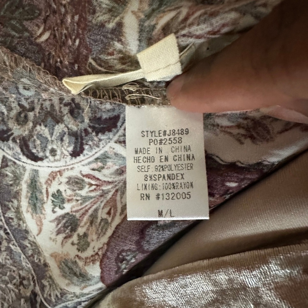 Entro Medallion Print Velvet Lined Kimono Jacket J8489 Earth Tones ML - Picture 4 of 7